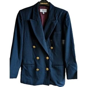 Vintage Jacket Womens 4P Military Style Worsted Wool Blazer USA Preppy Old Money